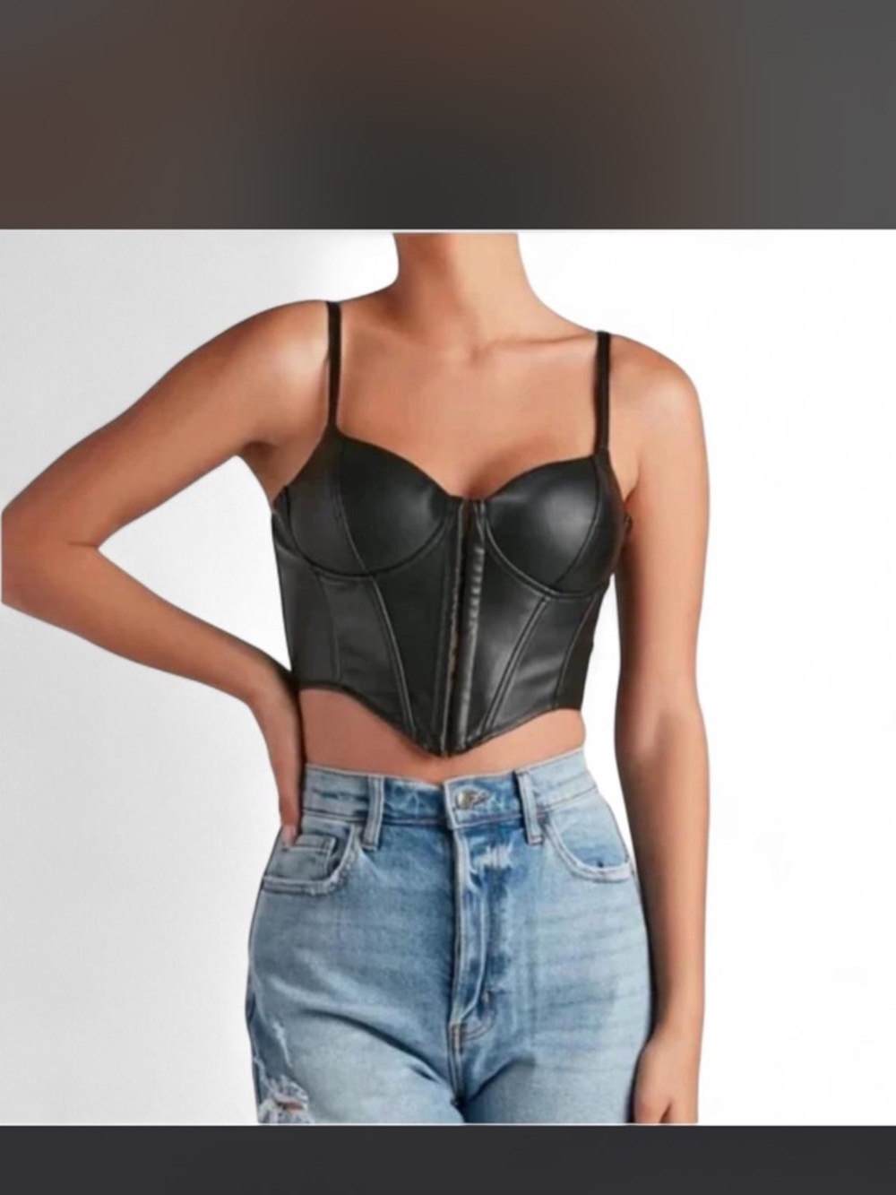 Windsor Faux Leather Bustier Crop Top - Brand New -